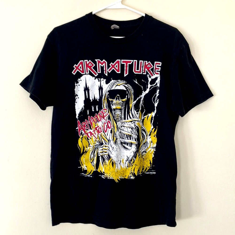Armature Tattoo Co. Shop Iron Maiden Style T-Shirt, Men’s sz. M